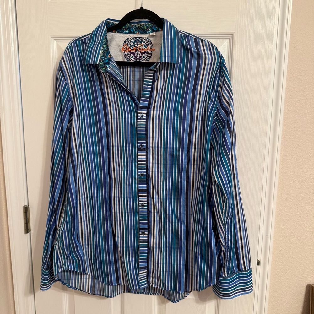 Robert Graham Men's Blue Striped Shirt